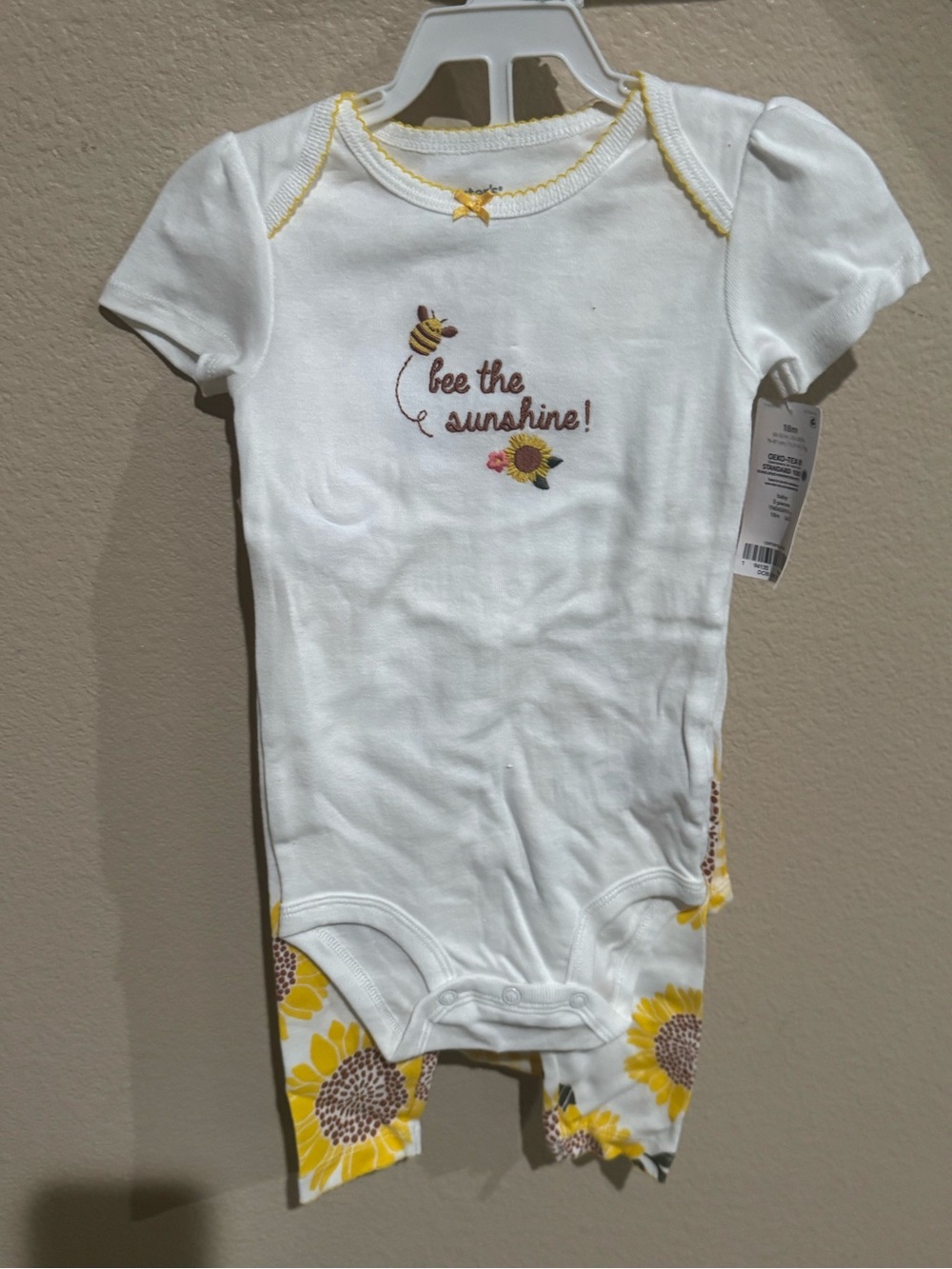 Carter's White & Yellow Bee the Sunshine Sunflower Bodysuit Set